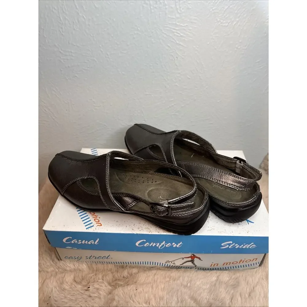 Easy Street Sportster Slingback Mule Pewter‎ 7.5 M
